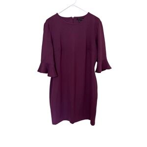 Banana Republic Plum Purple Ruffle Sleeve Sheath Dress Size 14 aoffice Career Bu